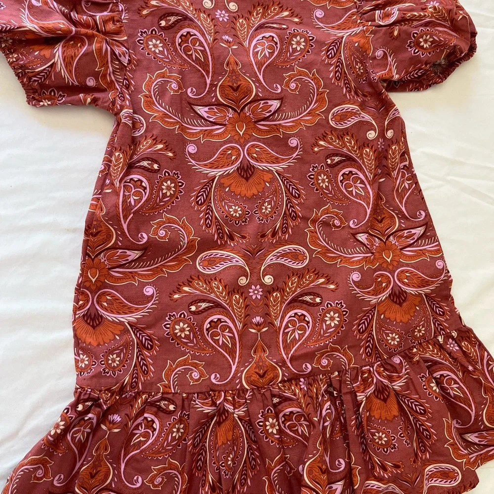 Cotton On Kids floral dress size 5 in Orange and Burgundy pattern. - Picture 2 of 4